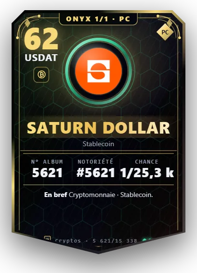 Carte Reflex Saturn Dollar, version Onyx 1/1