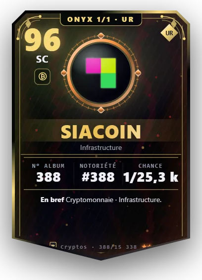 Carte Reflex Siacoin, version Onyx 1/1