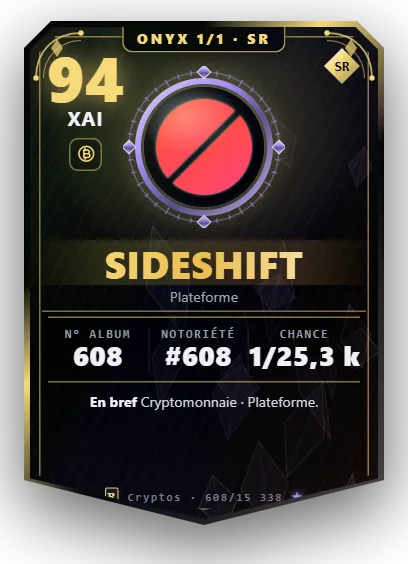 Carte Reflex SideShift, version Onyx 1/1