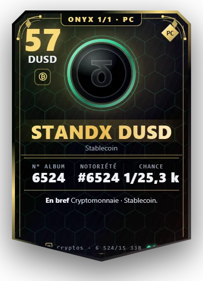 Carte Reflex StandX DUSD, version Onyx 1/1