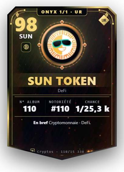 Carte Reflex Sun Token, version Onyx 1/1