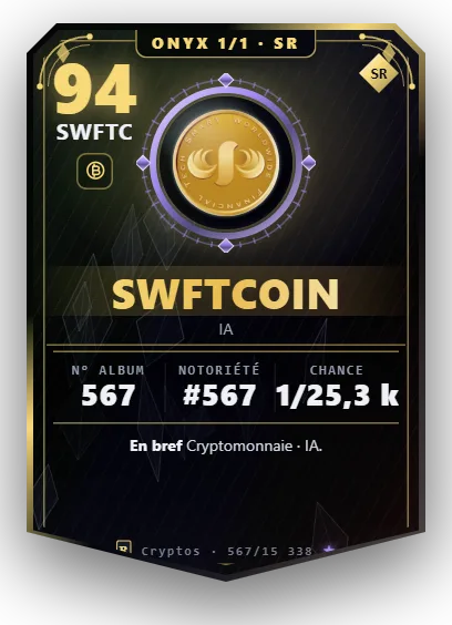 Carte Reflex SWFTCOIN, version Onyx 1/1