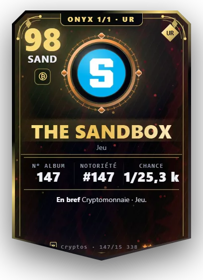 Carte Reflex The Sandbox, version Onyx 1/1