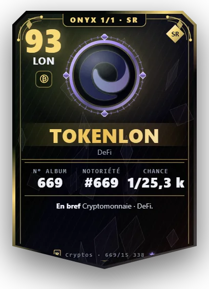 Carte Reflex Tokenlon, version Onyx 1/1