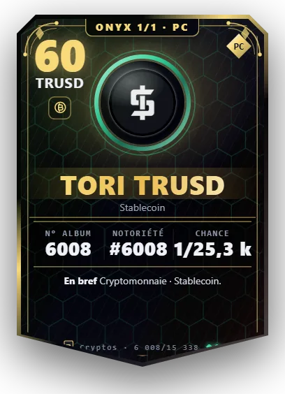 Carte Reflex Tori trUSD, version Onyx 1/1