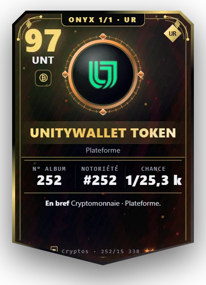 Carte Reflex UnityWallet Token, version Onyx 1/1